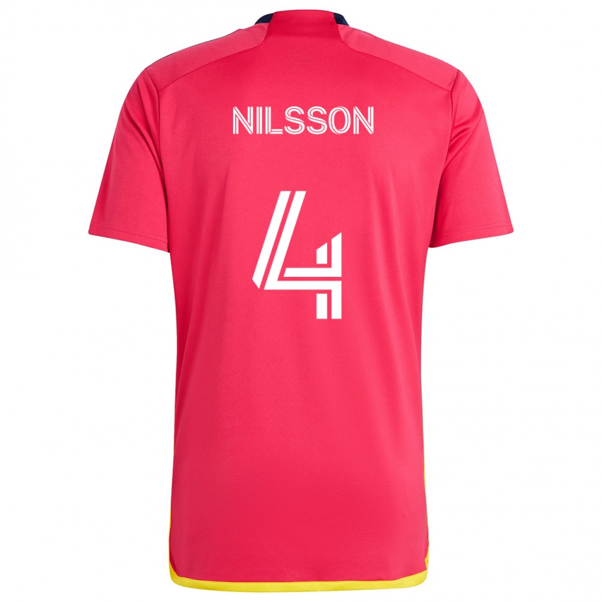 Niño Camiseta Joakim Nilsson #4 Rojo Azul 1ª Equipación 2024/25 La Camisa México