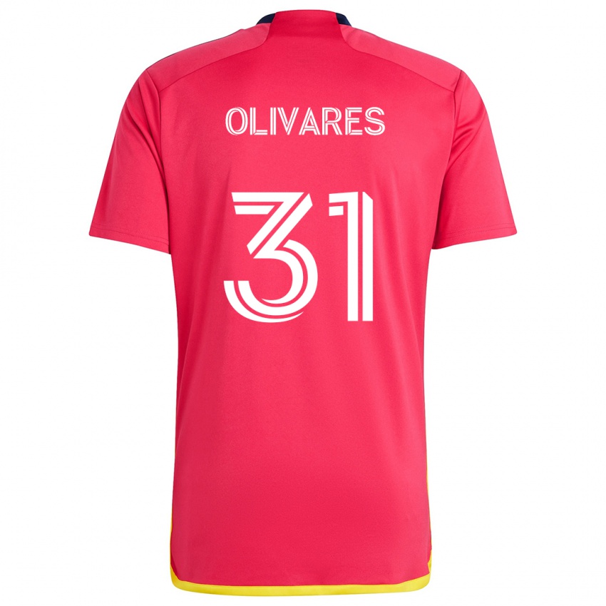 Niño Camiseta Christian Olivares #31 Rojo Azul 1ª Equipación 2024/25 La Camisa México