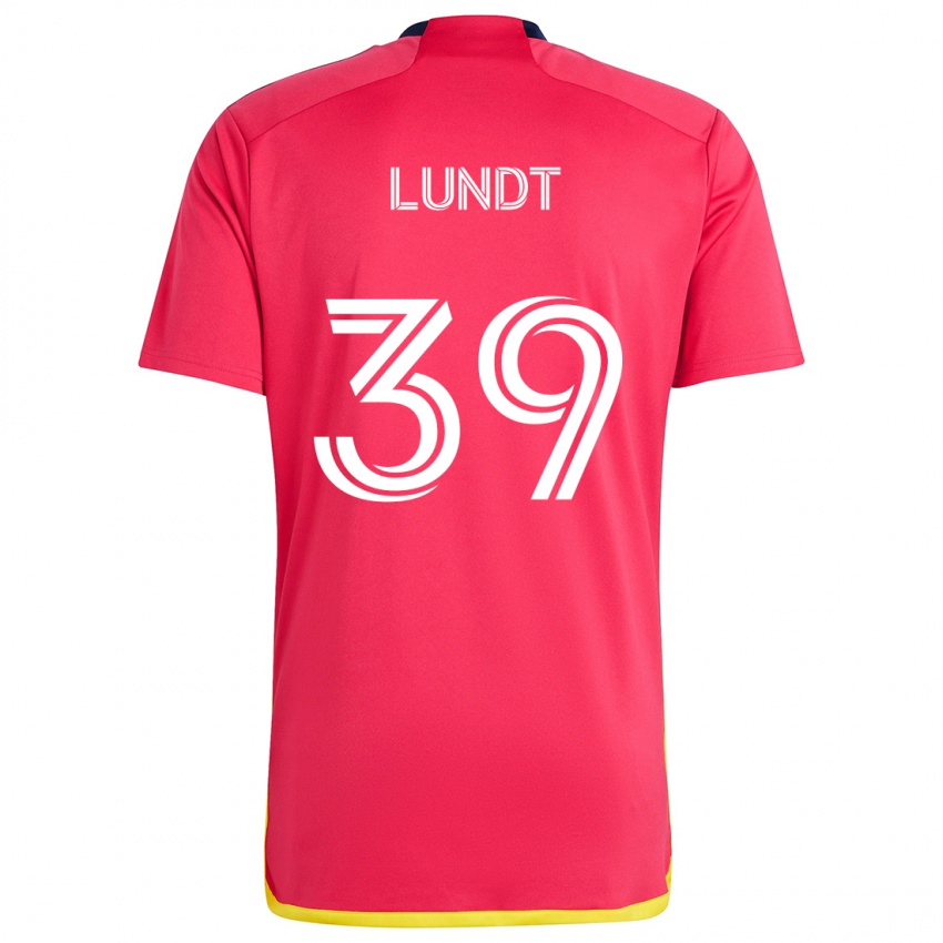 Niño Camiseta Ben Lundt #39 Rojo Azul 1ª Equipación 2024/25 La Camisa México