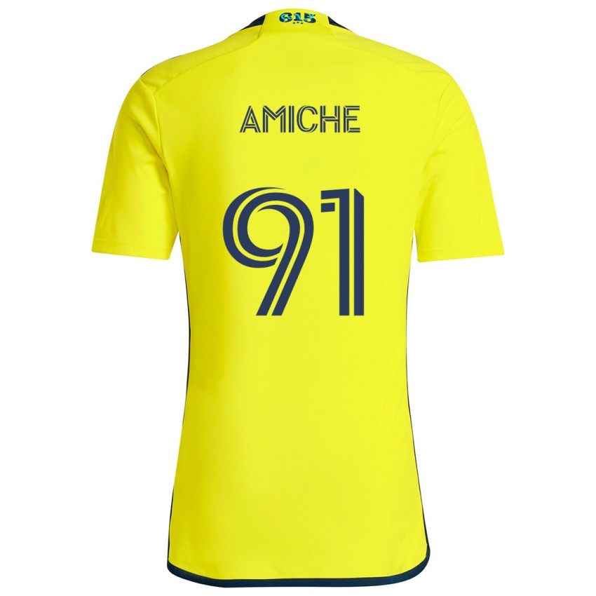 Niño Camiseta Kemy Amiche #91 Amarillo Azul 1ª Equipación 2024/25 La Camisa México