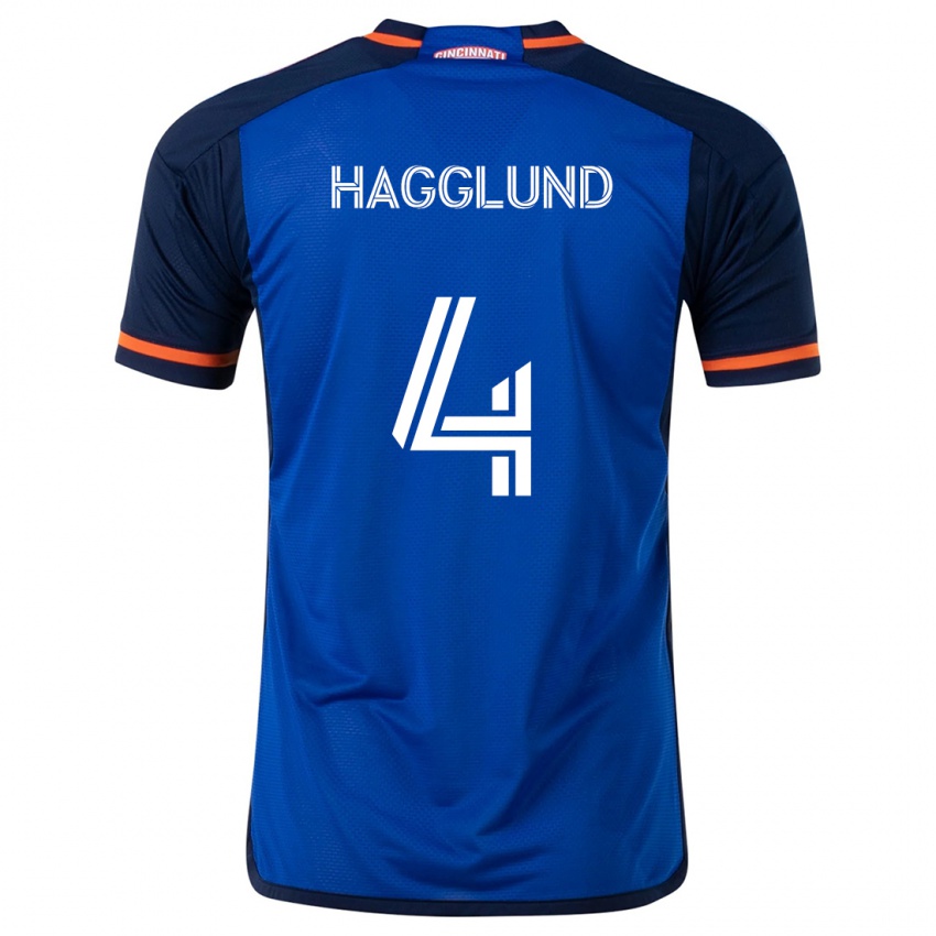 Niño Camiseta Nick Hagglund #4 Azul Blanco 1ª Equipación 2024/25 La Camisa México