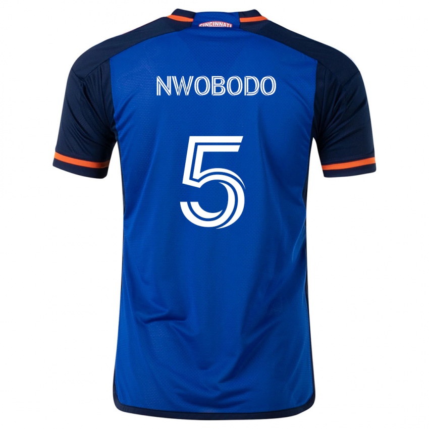 Niño Camiseta Obinna Nwobodo #5 Azul Blanco 1ª Equipación 2024/25 La Camisa México