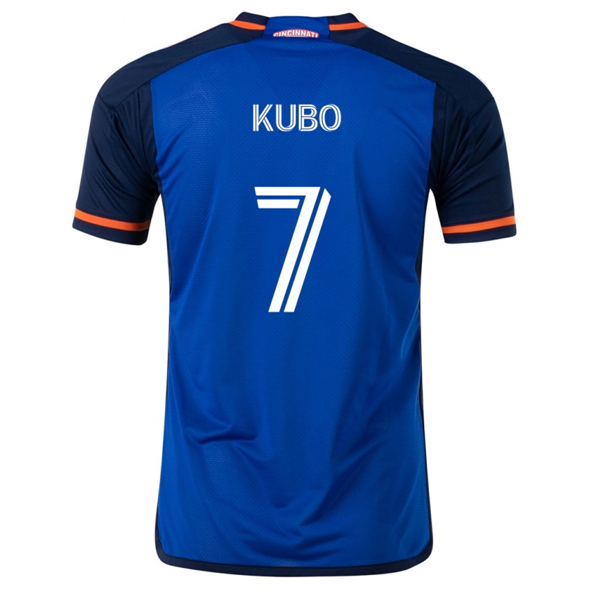 Niño Camiseta Yuya Kubo #7 Azul Blanco 1ª Equipación 2024/25 La Camisa México