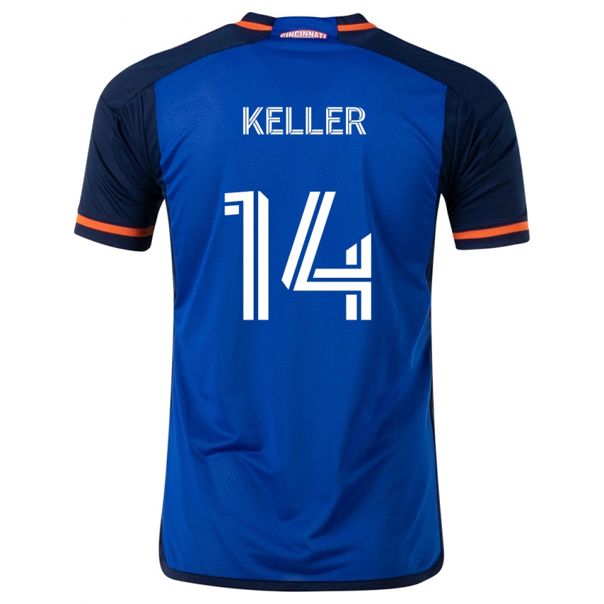 Niño Camiseta Kipp Keller #14 Azul Blanco 1ª Equipación 2024/25 La Camisa México