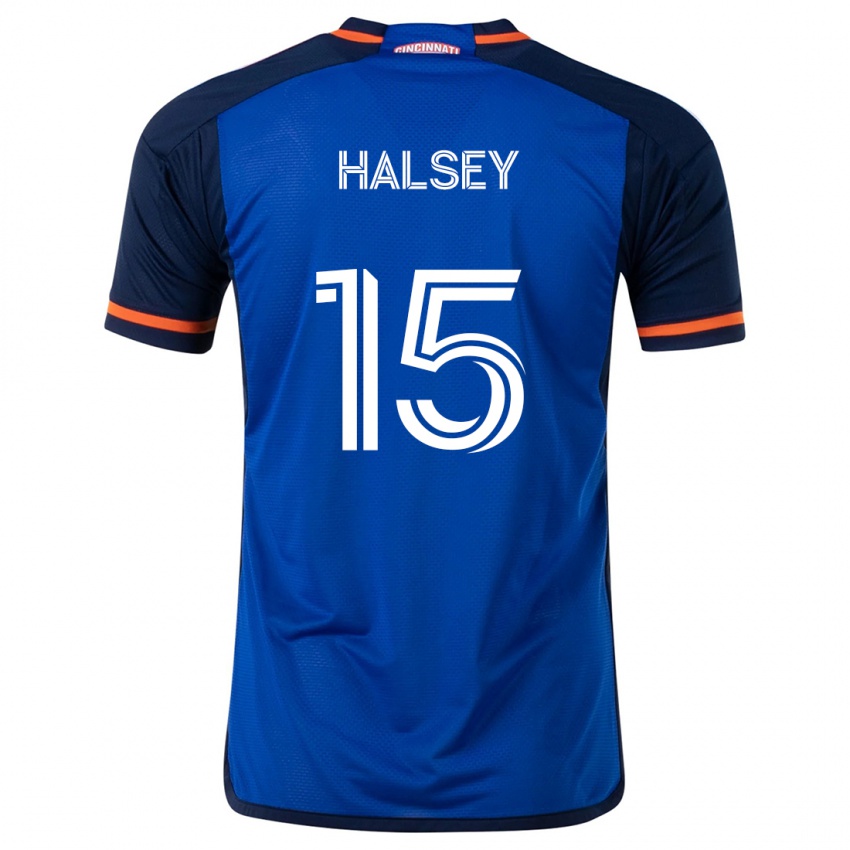 Niño Camiseta Bret Halsey #15 Azul Blanco 1ª Equipación 2024/25 La Camisa México