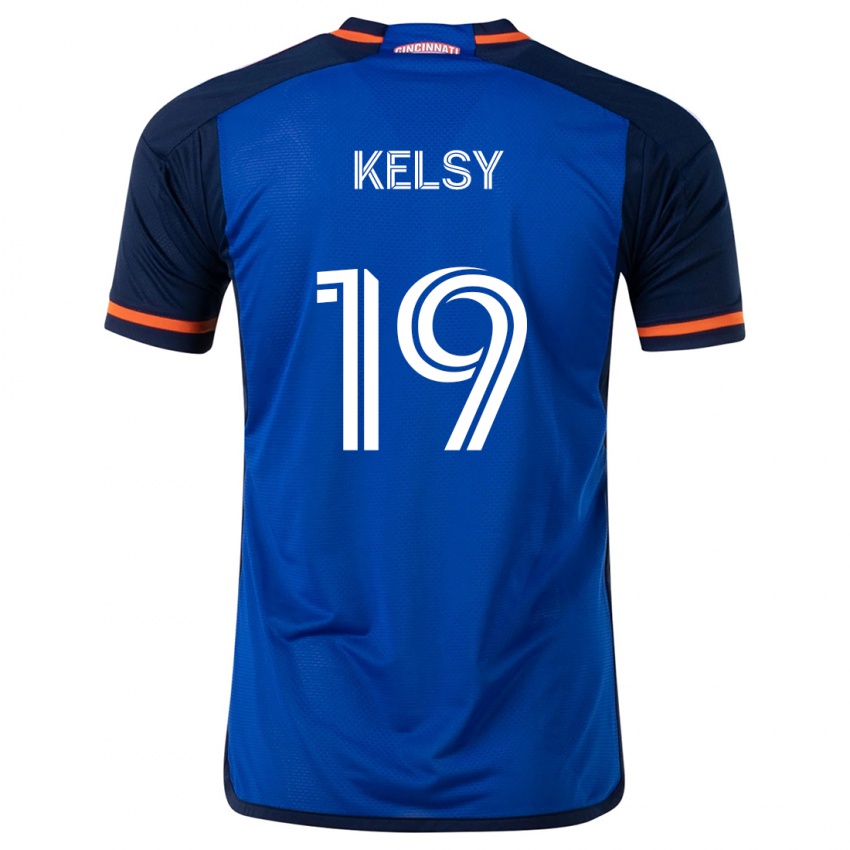 Niño Camiseta Kevin Kelsy #19 Azul Blanco 1ª Equipación 2024/25 La Camisa México