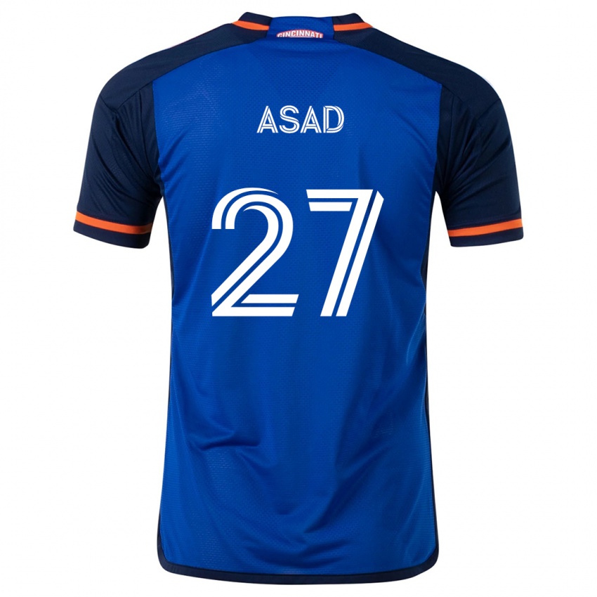 Niño Camiseta Yamil Asad #27 Azul Blanco 1ª Equipación 2024/25 La Camisa México