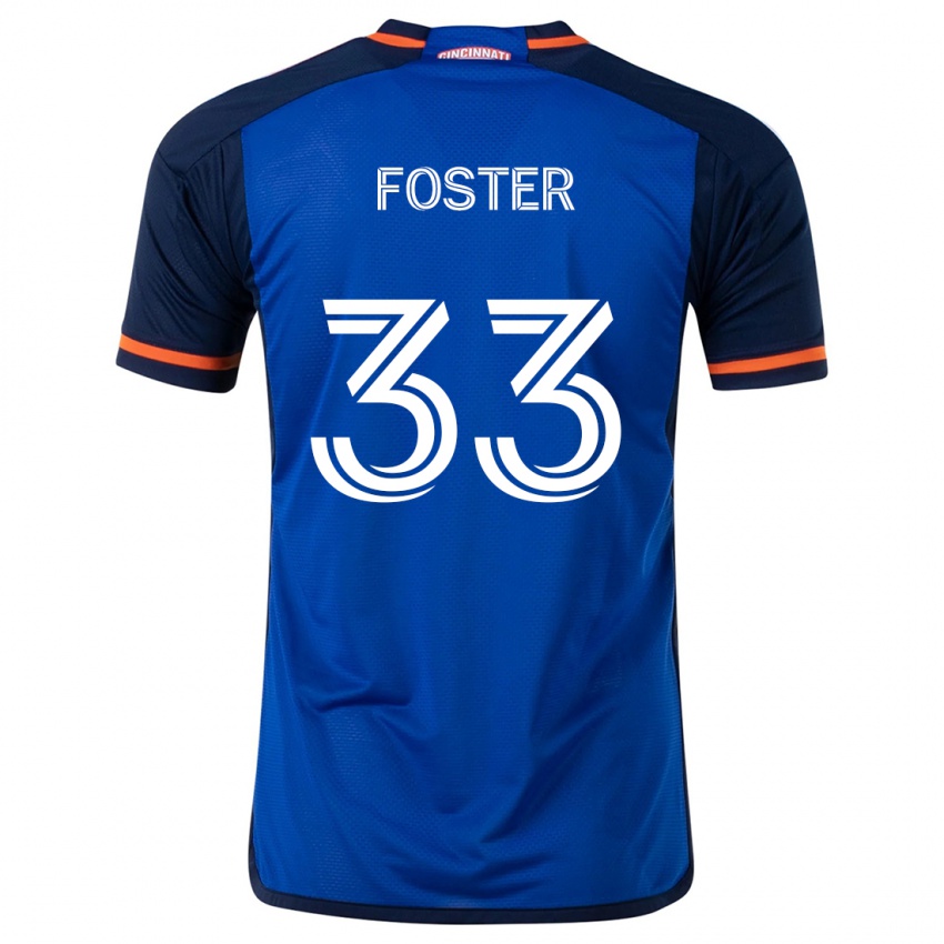 Niño Camiseta Isaiah Foster #33 Azul Blanco 1ª Equipación 2024/25 La Camisa México