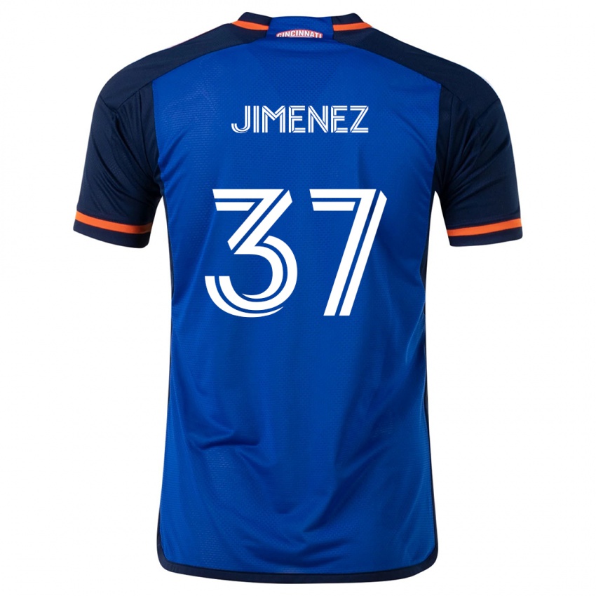 Niño Camiseta Stiven Jimenez #37 Azul Blanco 1ª Equipación 2024/25 La Camisa México