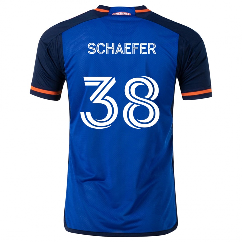 Niño Camiseta Brian Schaefer #38 Azul Blanco 1ª Equipación 2024/25 La Camisa México