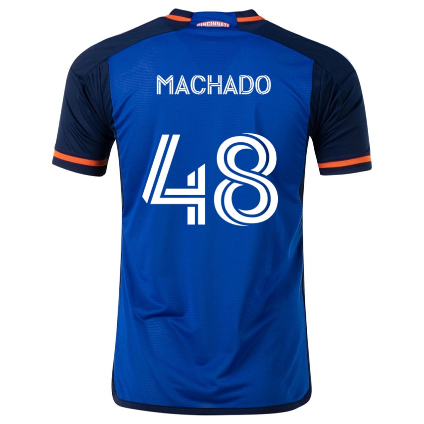 Niño Camiseta Juan Machado #48 Azul Blanco 1ª Equipación 2024/25 La Camisa México