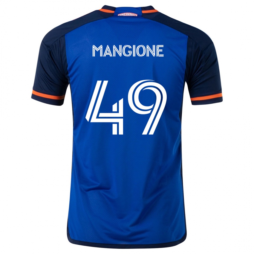 Niño Camiseta Peter Mangione #49 Azul Blanco 1ª Equipación 2024/25 La Camisa México