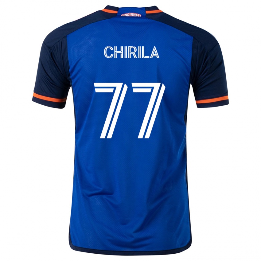 Niño Camiseta Stefan Chirila #77 Azul Blanco 1ª Equipación 2024/25 La Camisa México