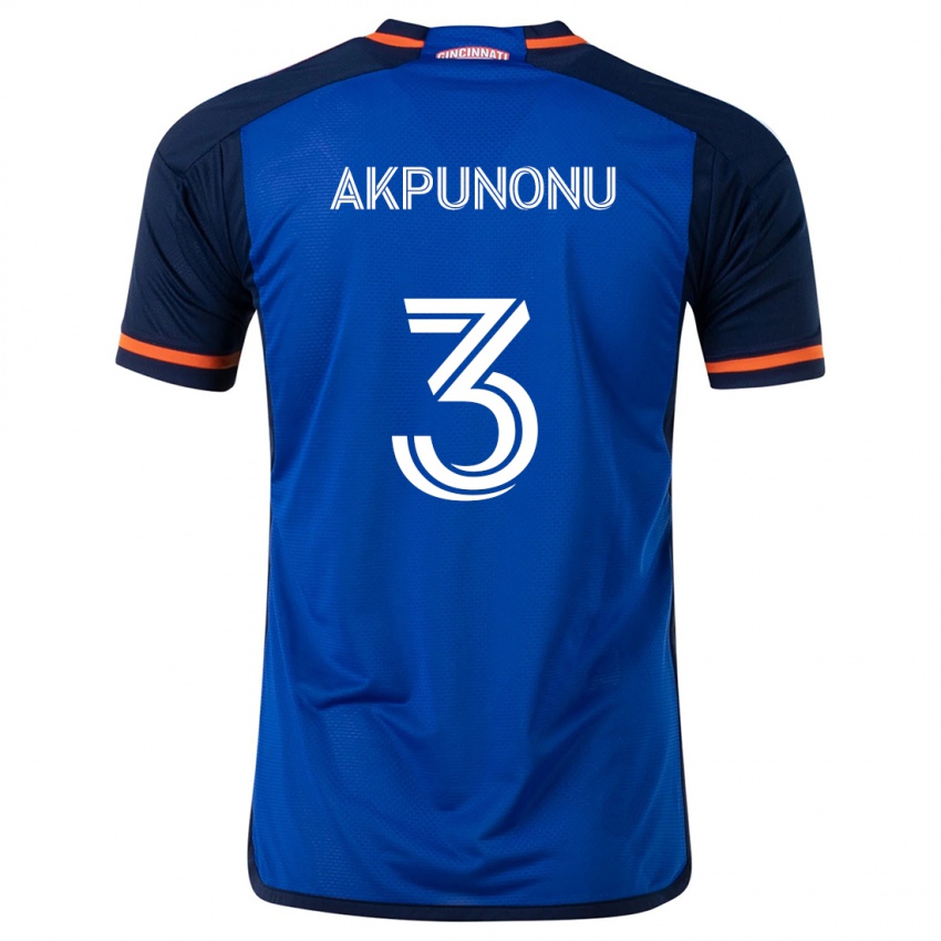 Niño Camiseta Joey Akpunonu #3 Azul Blanco 1ª Equipación 2024/25 La Camisa México