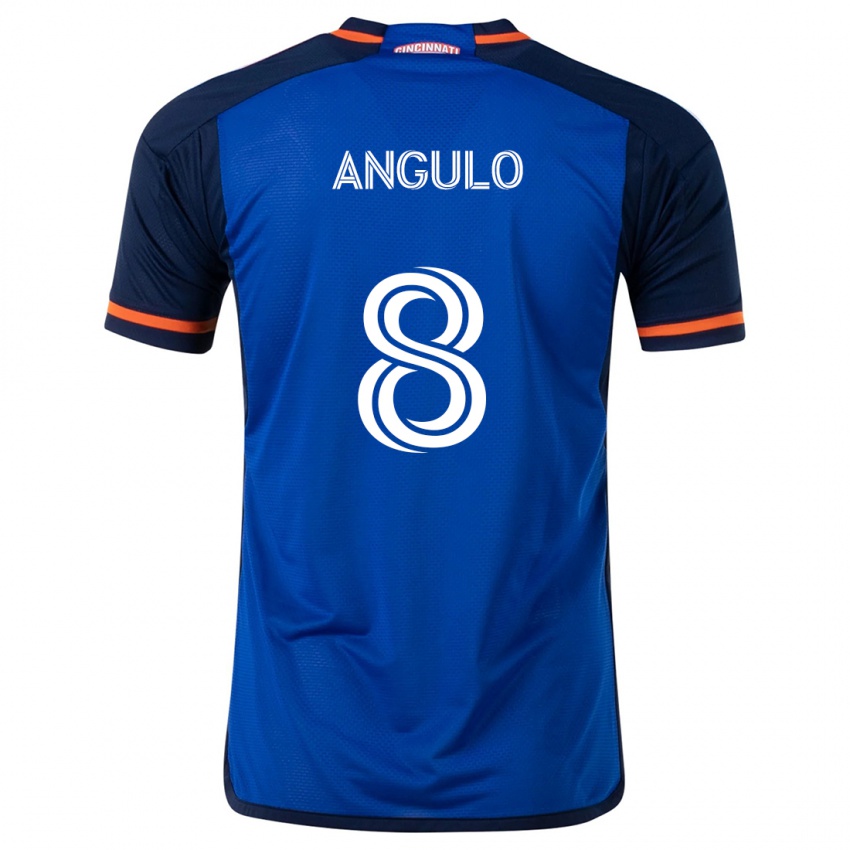 Niño Camiseta Marco Angulo #8 Azul Blanco 1ª Equipación 2024/25 La Camisa México