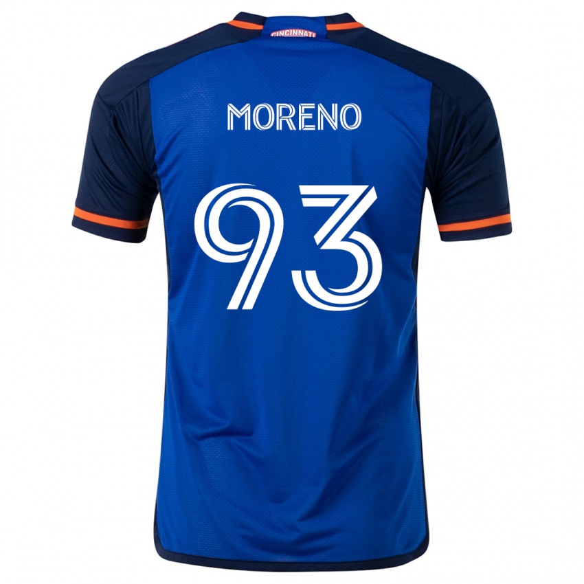 Niño Camiseta Júnior Moreno #93 Azul Blanco 1ª Equipación 2024/25 La Camisa México