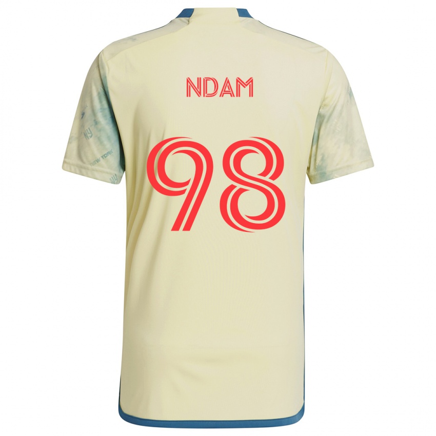 Niño Camiseta Hassan Ndam #98 Amarillo Rojo Azul 1ª Equipación 2024/25 La Camisa México