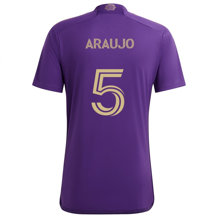 Niño Camiseta César Araújo #5 Púrpura Amarillo 1ª Equipación 2024/25 La Camisa México