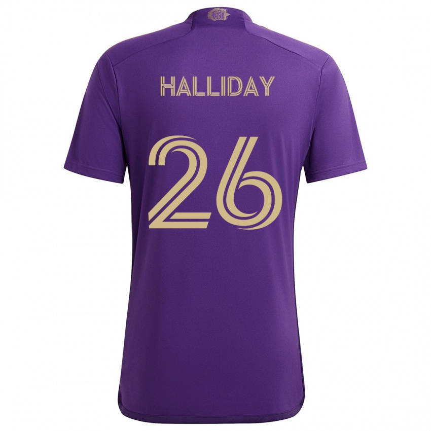 Niño Camiseta Michael Halliday #26 Púrpura Amarillo 1ª Equipación 2024/25 La Camisa México