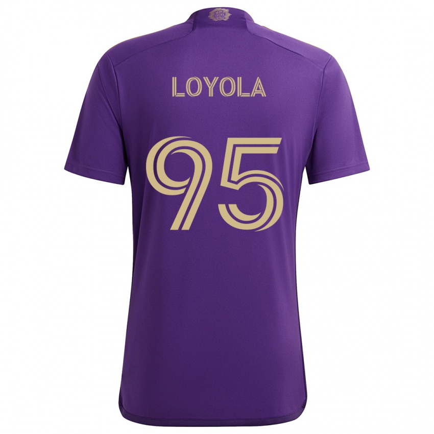 Niño Camiseta Favian Loyola #95 Púrpura Amarillo 1ª Equipación 2024/25 La Camisa México