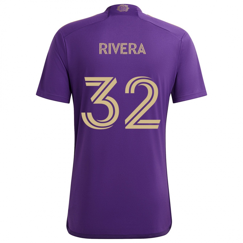 Niño Camiseta Wilfredo Rivera #32 Púrpura Amarillo 1ª Equipación 2024/25 La Camisa México