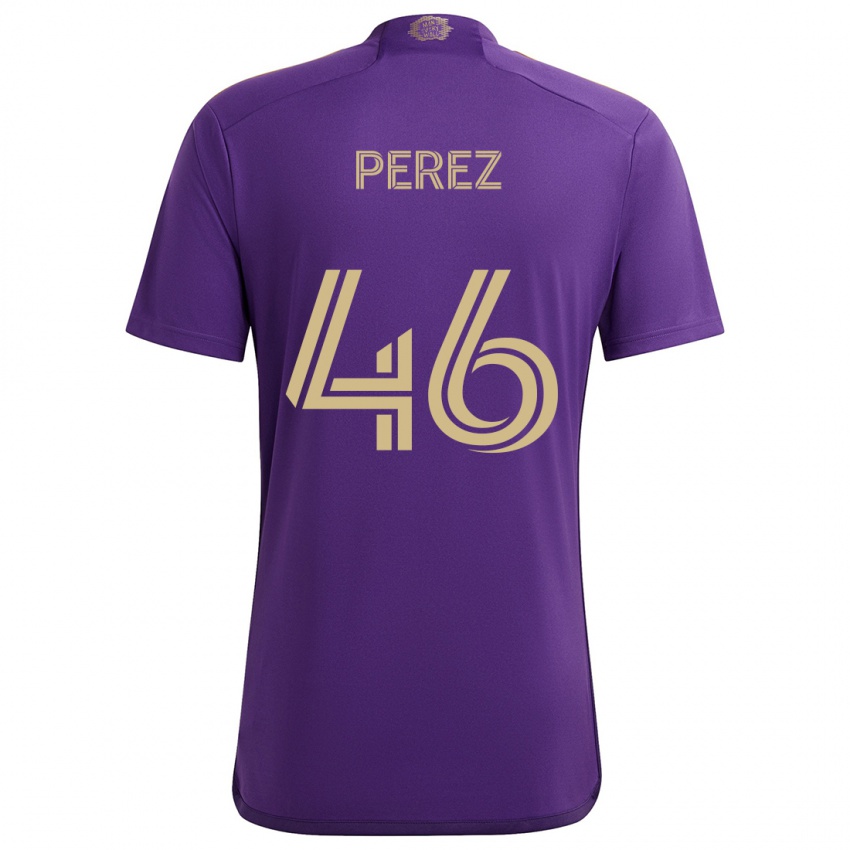 Niño Camiseta Franco Pérez #46 Púrpura Amarillo 1ª Equipación 2024/25 La Camisa México