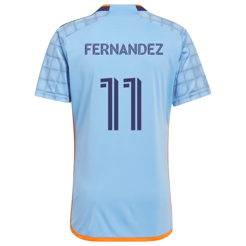 Niño Camiseta Julián Fernández #11 Azul Naranja 1ª Equipación 2024/25 La Camisa México