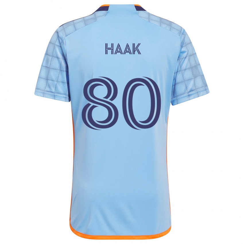 Niño Camiseta Justin Haak #80 Azul Naranja 1ª Equipación 2024/25 La Camisa México