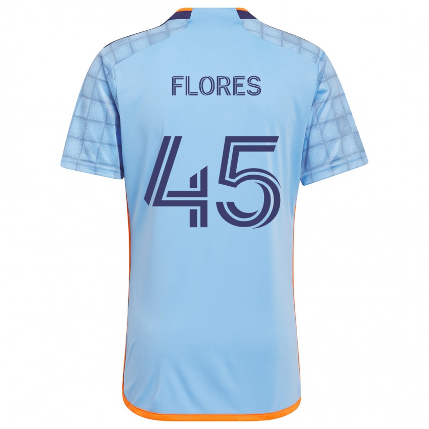 Niño Camiseta Brian Flores #45 Azul Naranja 1ª Equipación 2024/25 La Camisa México