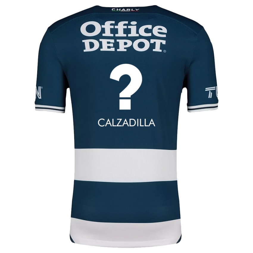 Niño Camiseta Luis Calzadilla #0 Azul Blanco 1ª Equipación 2024/25 La Camisa México