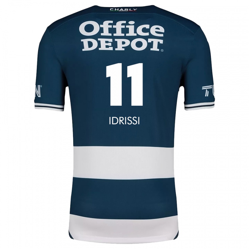 Niño Camiseta Oussama Idrissi #11 Azul Blanco 1ª Equipación 2024/25 La Camisa México