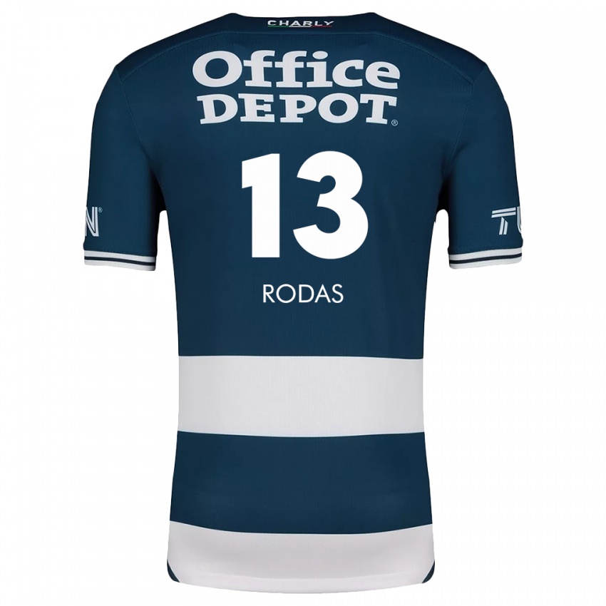 Niño Camiseta Carlos Rodas #13 Azul Blanco 1ª Equipación 2024/25 La Camisa México