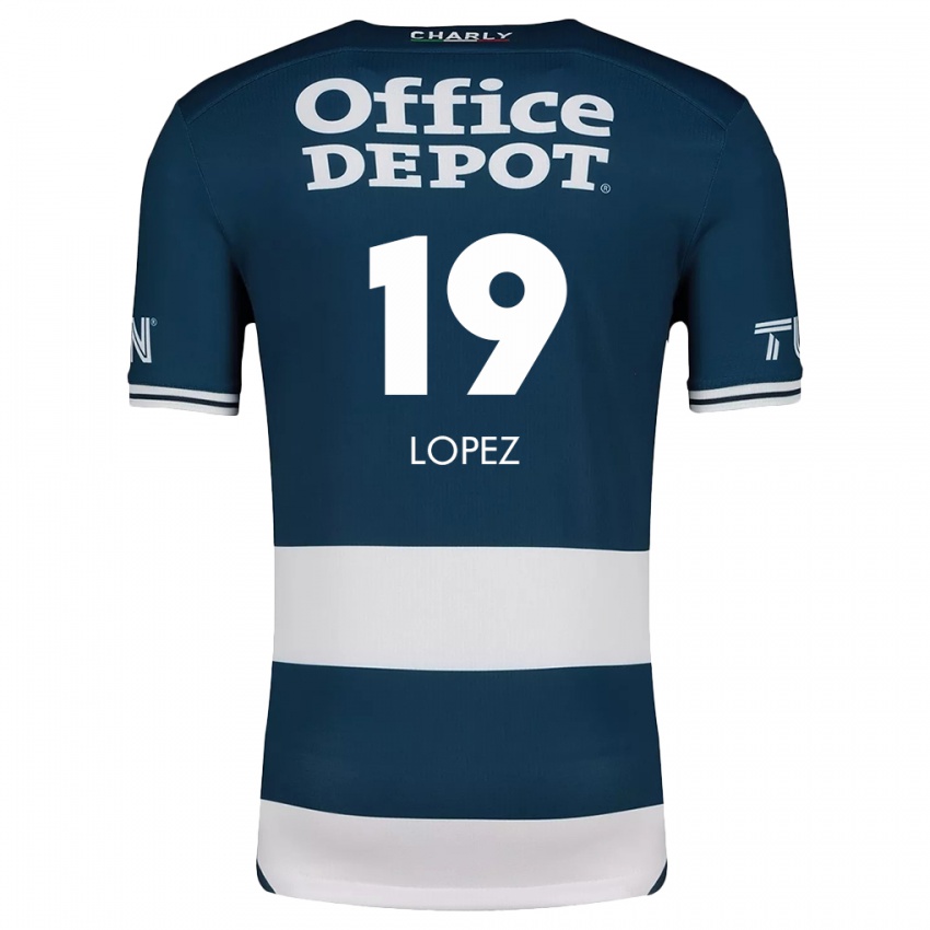 Niño Camiseta Javier Eduardo López #19 Azul Blanco 1ª Equipación 2024/25 La Camisa México