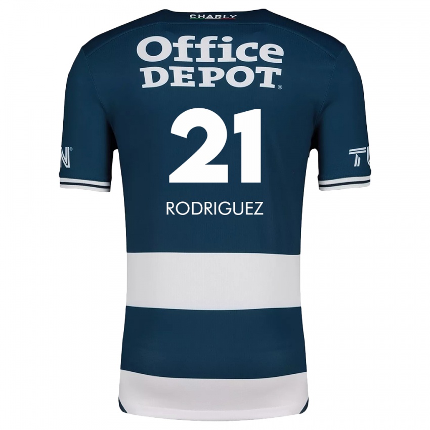 Niño Camiseta Valentín Rodríguez #21 Azul Blanco 1ª Equipación 2024/25 La Camisa México