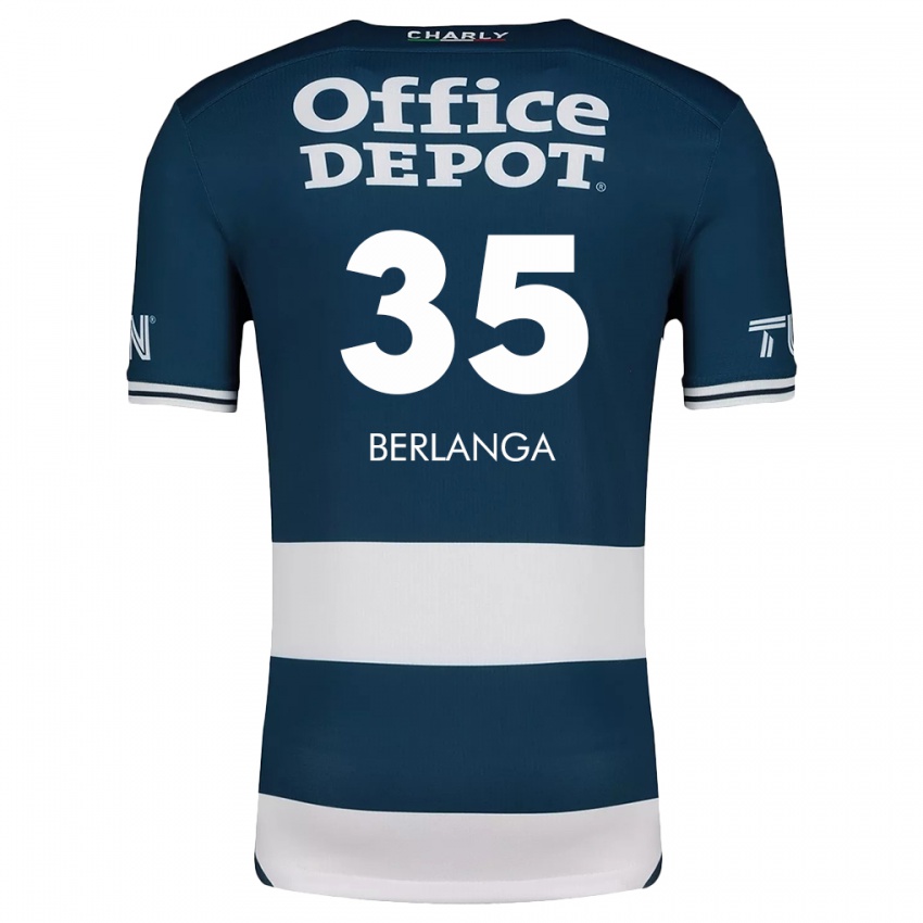 Niño Camiseta Jorge Berlanga #35 Azul Blanco 1ª Equipación 2024/25 La Camisa México