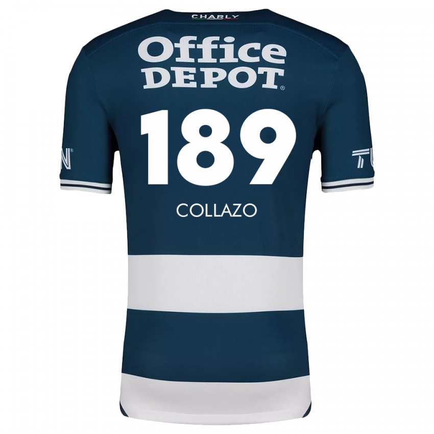 Niño Camiseta David Collazo #189 Azul Blanco 1ª Equipación 2024/25 La Camisa México