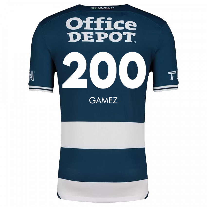 Niño Camiseta Sergio Gámez #200 Azul Blanco 1ª Equipación 2024/25 La Camisa México