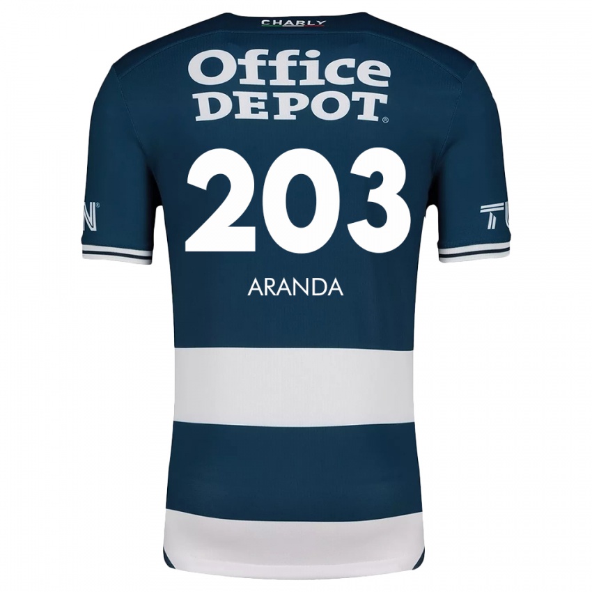 Niño Camiseta Juan Aranda #203 Azul Blanco 1ª Equipación 2024/25 La Camisa México