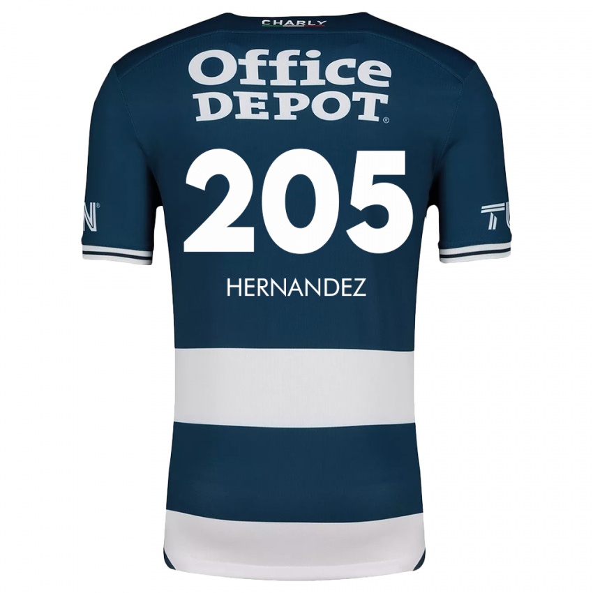 Niño Camiseta Sergio Hernández #205 Azul Blanco 1ª Equipación 2024/25 La Camisa México