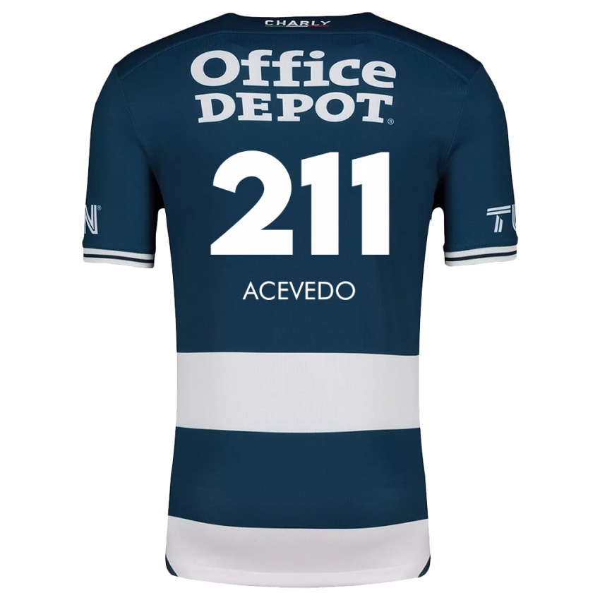 Niño Camiseta Gerardo Acevedo #211 Azul Blanco 1ª Equipación 2024/25 La Camisa México