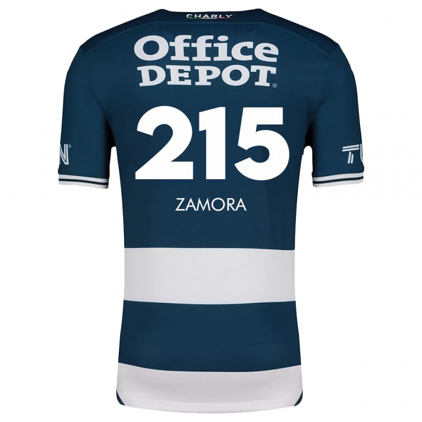 Niño Camiseta Yahir Zamora #215 Azul Blanco 1ª Equipación 2024/25 La Camisa México