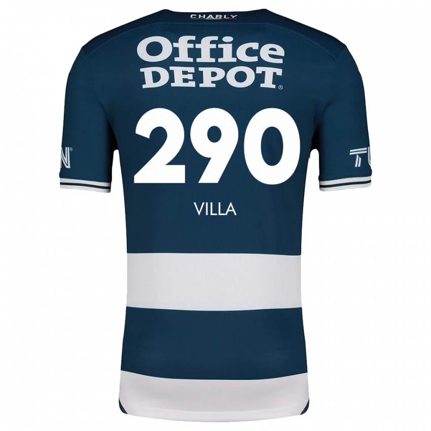 Niño Camiseta Adrián Villa #290 Azul Blanco 1ª Equipación 2024/25 La Camisa México