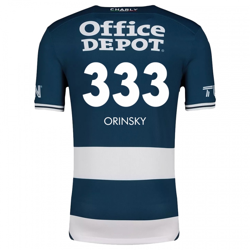 Niño Camiseta Edson Orinsky #333 Azul Blanco 1ª Equipación 2024/25 La Camisa México