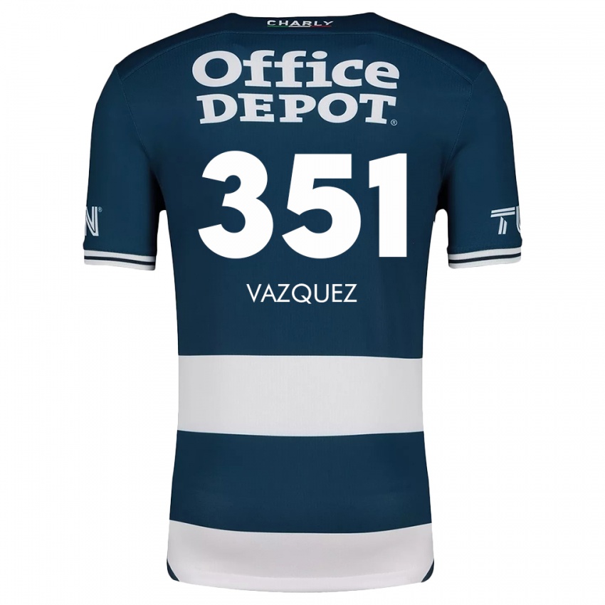 Niño Camiseta Maximo Vázquez #351 Azul Blanco 1ª Equipación 2024/25 La Camisa México