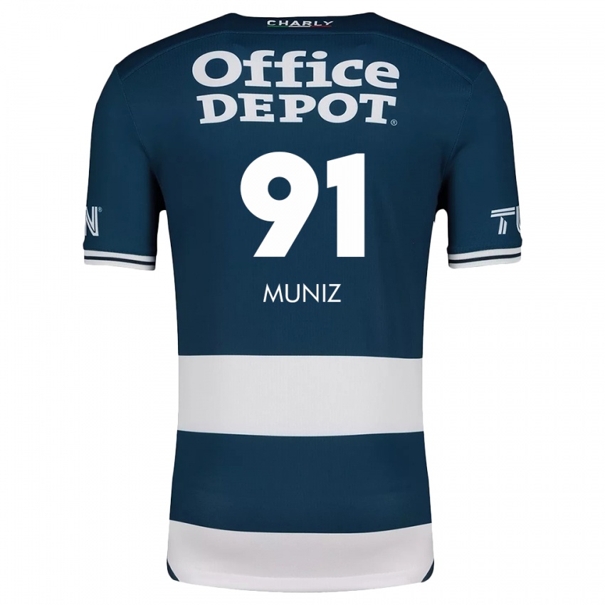 Niño Camiseta Brandon Muñiz #91 Azul Blanco 1ª Equipación 2024/25 La Camisa México