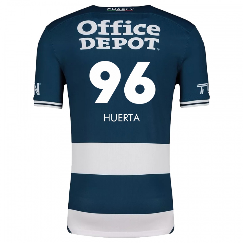 Niño Camiseta Edwin Huerta #96 Azul Blanco 1ª Equipación 2024/25 La Camisa México