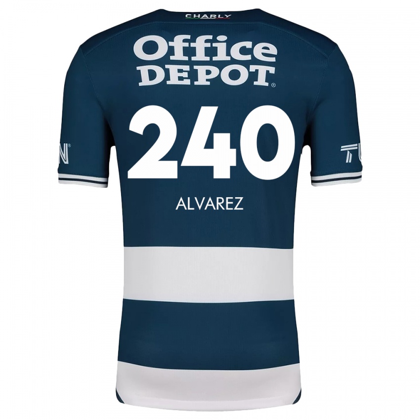 Niño Camiseta Gael Álvarez #240 Azul Blanco 1ª Equipación 2024/25 La Camisa México