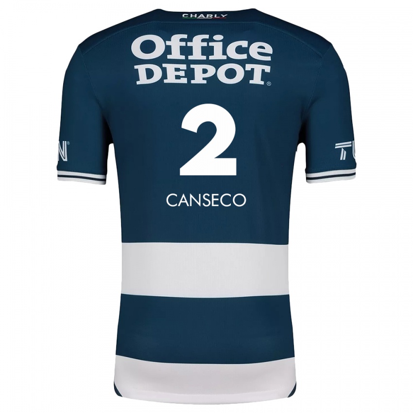 Niño Camiseta Fernanda Canseco #2 Azul Blanco 1ª Equipación 2024/25 La Camisa México