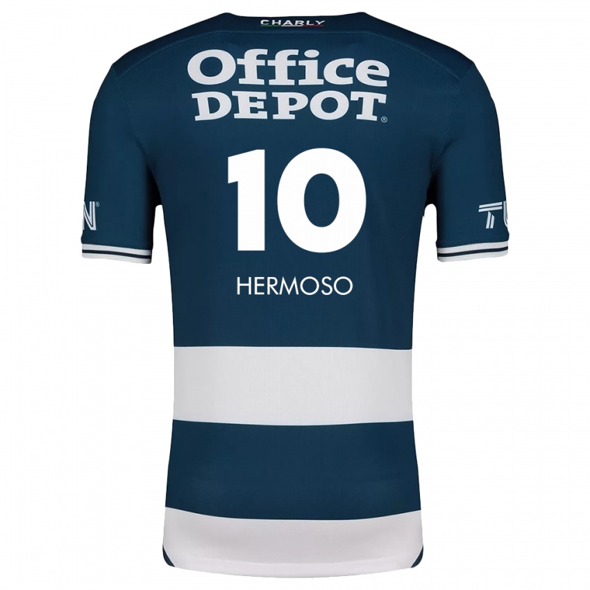 Niño Camiseta Jennifer Hermoso #10 Azul Blanco 1ª Equipación 2024/25 La Camisa México