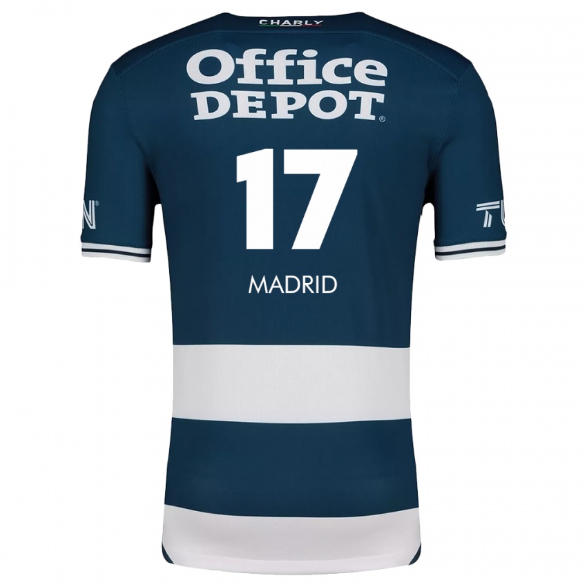 Niño Camiseta Yanín Madrid #17 Azul Blanco 1ª Equipación 2024/25 La Camisa México